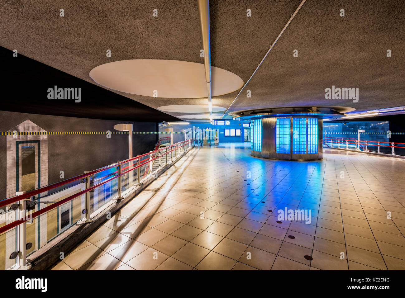 Underground Corridor in Blaak Train and Subway Station in Rotterdam Netherlands Stock Photo