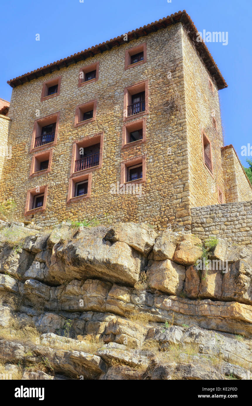 Gargallo hotels chain. Hotel Albarracin (3 stars), sited on the basis of the old Brigadiera Palace, with spectacular views of Albarracin (Spain) Stock Photo