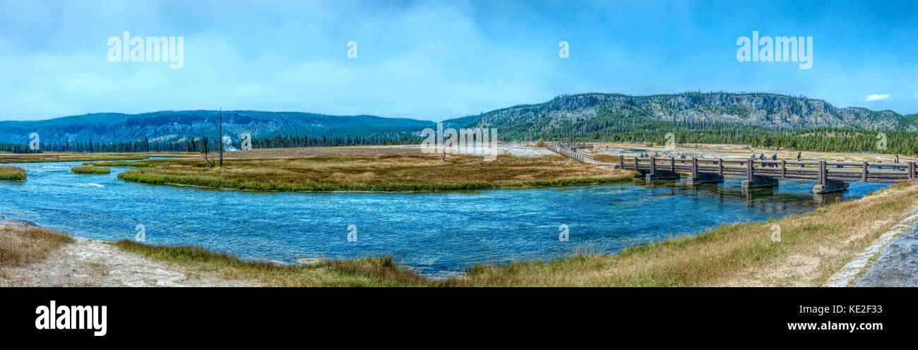 August 22, 2017 - Firehole River at Biscuit Basin in Yellowstone National Park Stock Photo