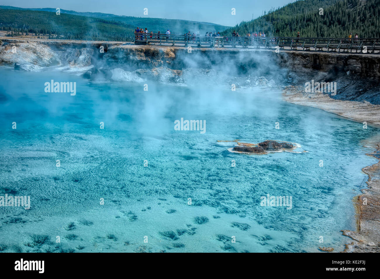 August 22, 2017 - Excelsior Geyser Crater in Yellowstone National Park Stock Photo