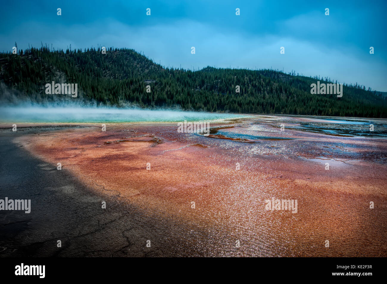 August 22, 2017 - Grand Prismatic Spring in Yellowstone National Park Stock Photo