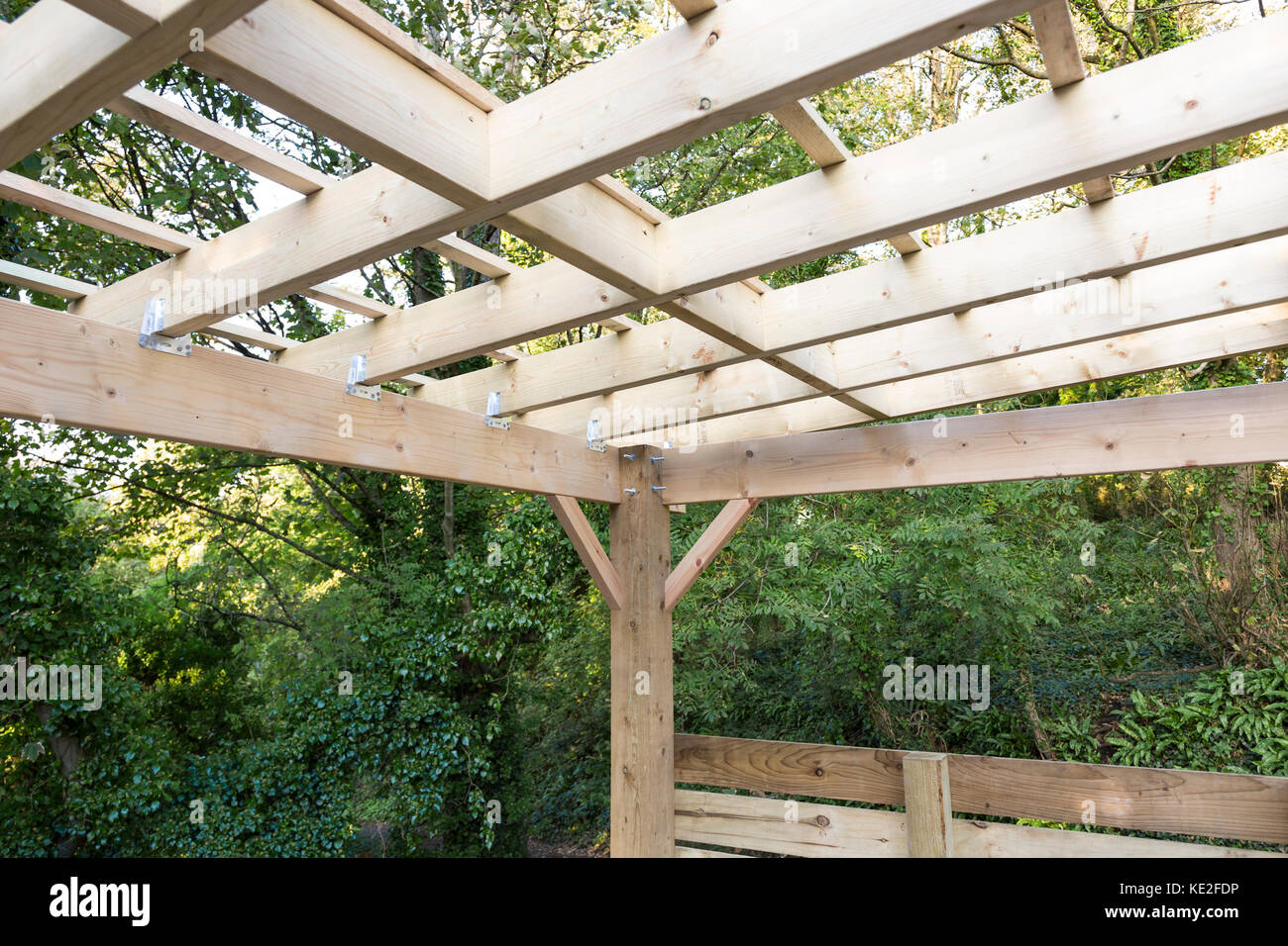 timber frame building detail of construction Stock Photo