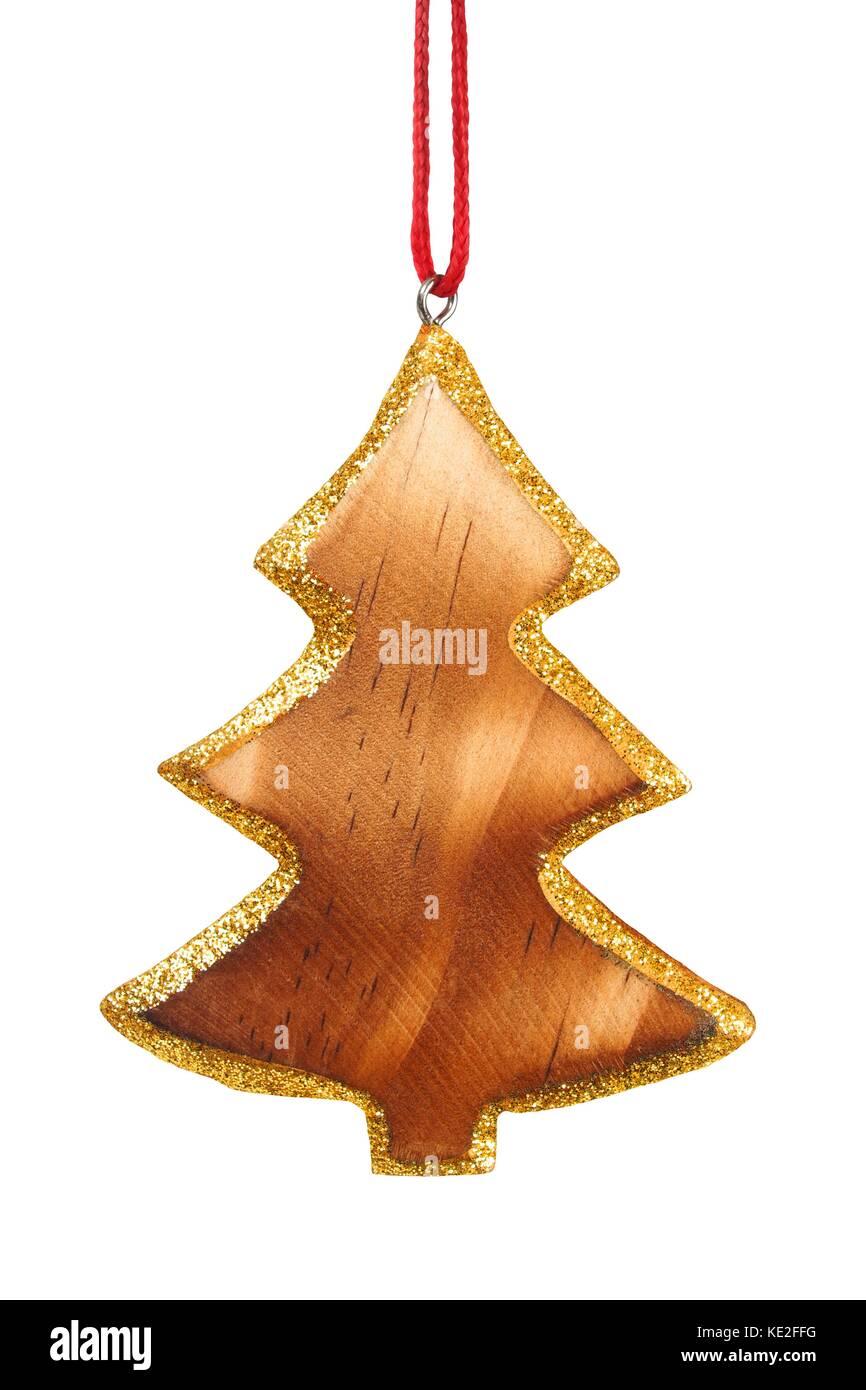 Wooden Christmas decoration isolated on white background Stock Photo