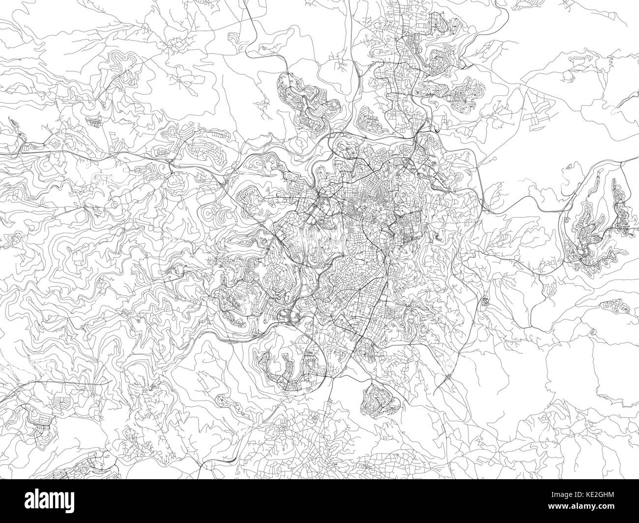 Streets of Jerusalem, city map, Israel Stock Vector