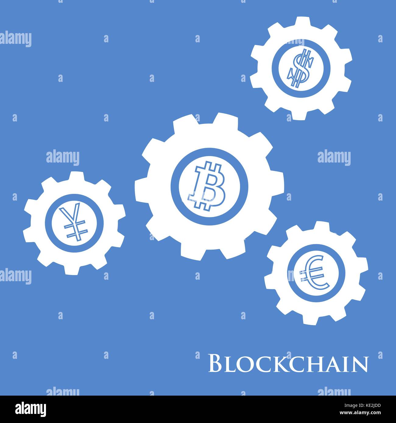 Blockchain. Illustration of digital web money transfer. Gear with
