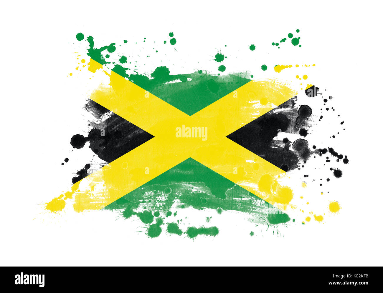 Jamaica flag grunge painted background Stock Photo