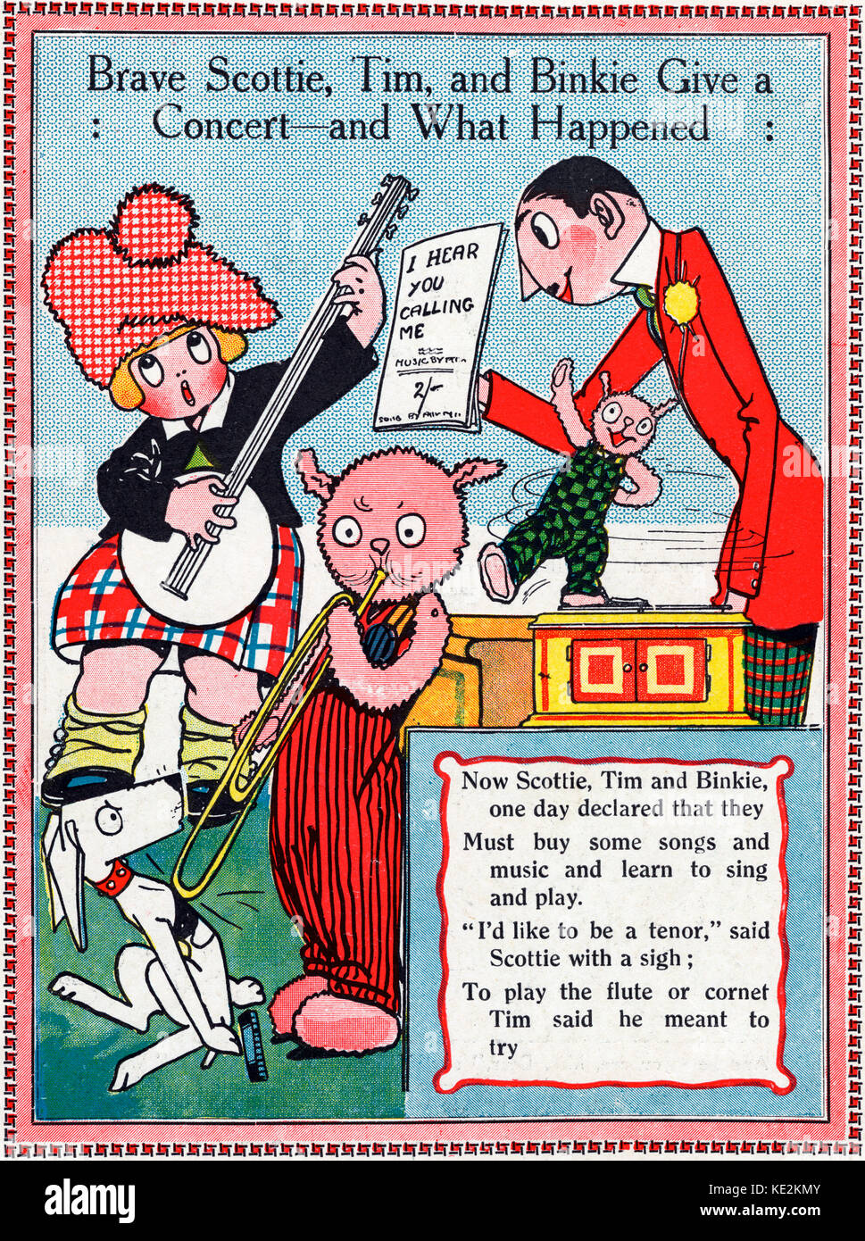 Children playing instruments, 1923 comic Stock Photo Alamy