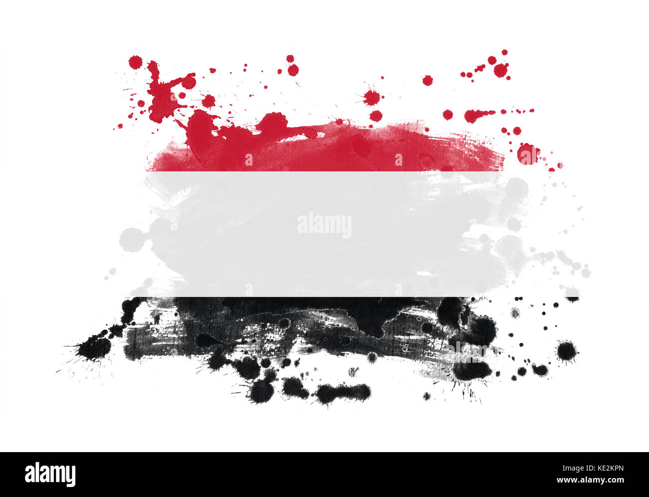 Yemen flag grunge painted background Stock Photo - Alamy