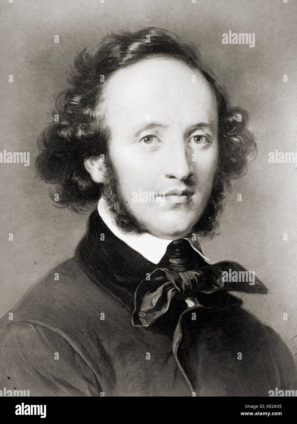 Felix Mendelssohn portrait by G. Jager. German composer and conductor 3 February 1809 – 4 November 1847 Stock Photo