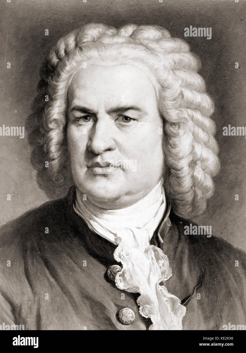 Johann Sebastian Bach - portrait of the German composer & organist by G. Jager. 21 March 1685 - 28 July 1750. Stock Photo