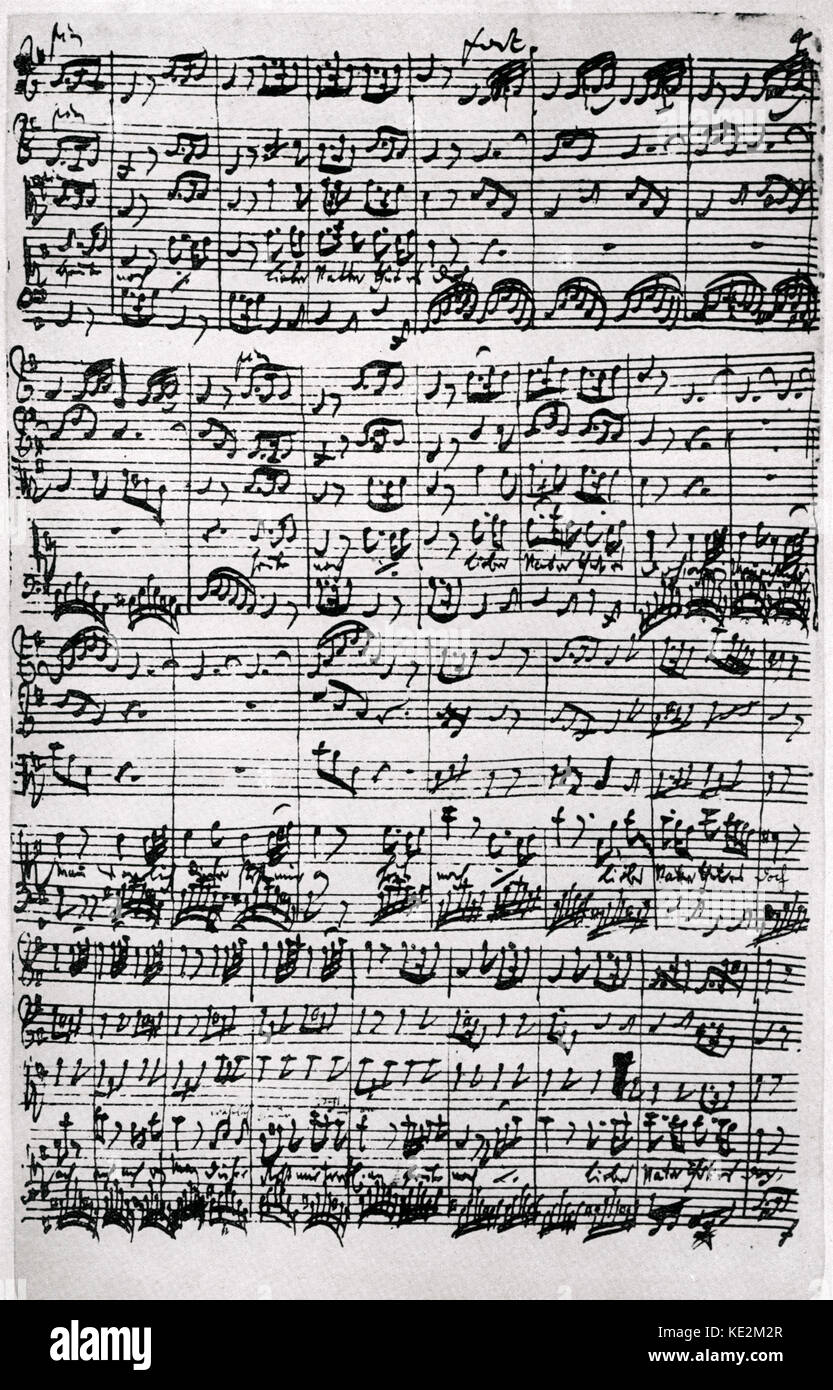 Johann Sebastian Bach 's Coffee Cantata,1734. Handwritten score.   German composer & organist,  21 March 1685 - 28 July 1750 Stock Photo