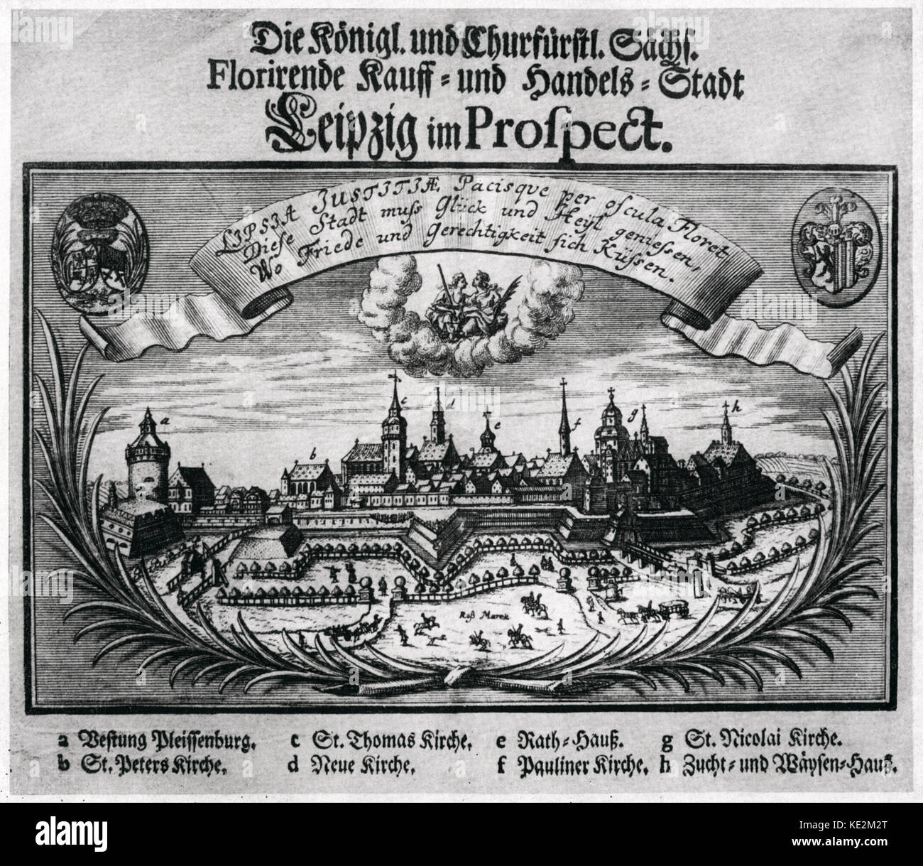 Leipzig in Johann Sebastian Bach 's time, 1725. Stock Photo