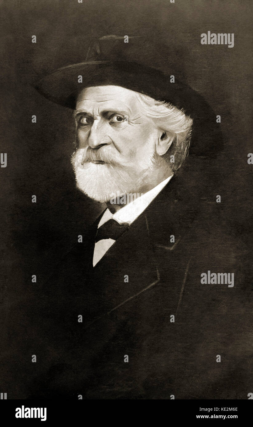 Giuseppe Verdi - portrait of the Italian composer. 10 October 1813 - 27 January 1901.  Wearing a hat. Stock Photo