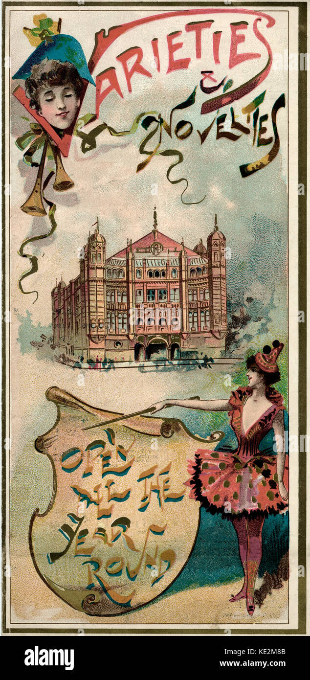 'Varieties and Novelties' - programme cover for a music hall show 'Open all the year round' at the Palace Theatre. Stock Photo