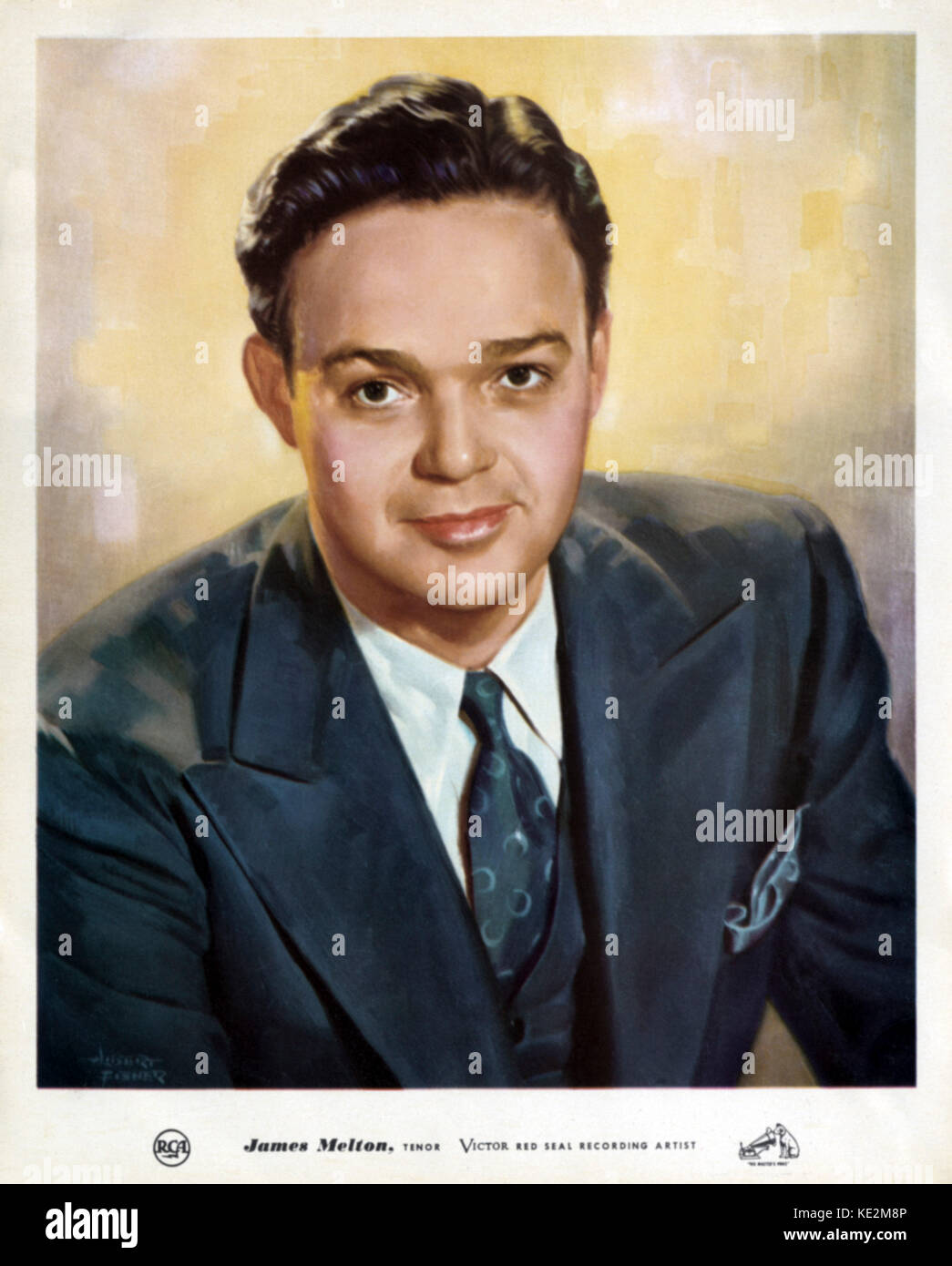 James Melton - portrait of the American tenor 2 January 1904 - 21 April 1961.  Painting style poster produced by RCA. Stock Photo