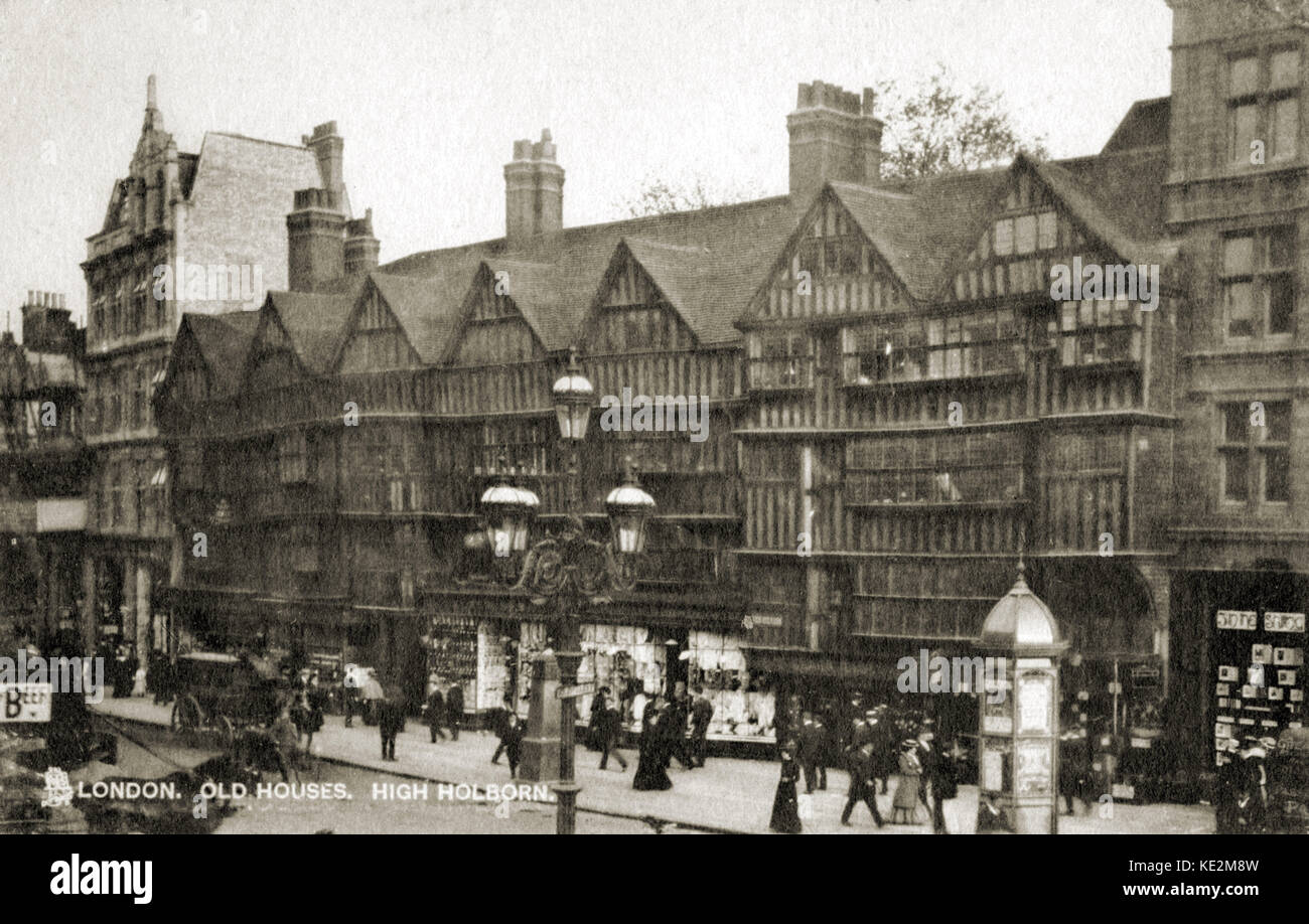Holborn, old houses on High Holborn, central London busy street with