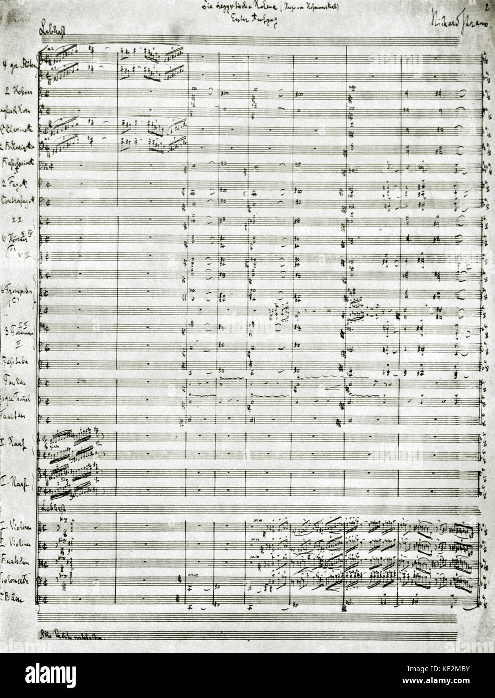 Richard Strauss 's opera 'Die Ägyptische Helena' - score sheet in Strauss' handwriting. German composer & conductor. 11 June 1864 - 8 September 1949.  The Egyptian Helen Stock Photo