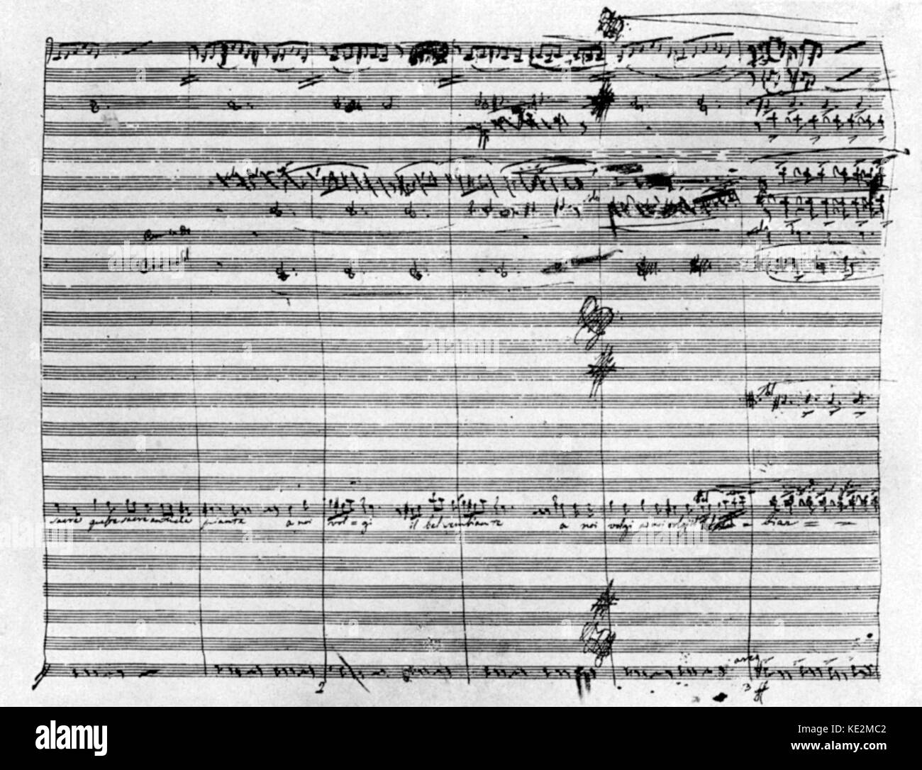 Vincenzo Bellini 's opera Norma - second page of the aria 'Casta diva…' in  the Italian composer 's handwriting, 3 November 1801 - 23 September 1835  Stock Photo - Alamy