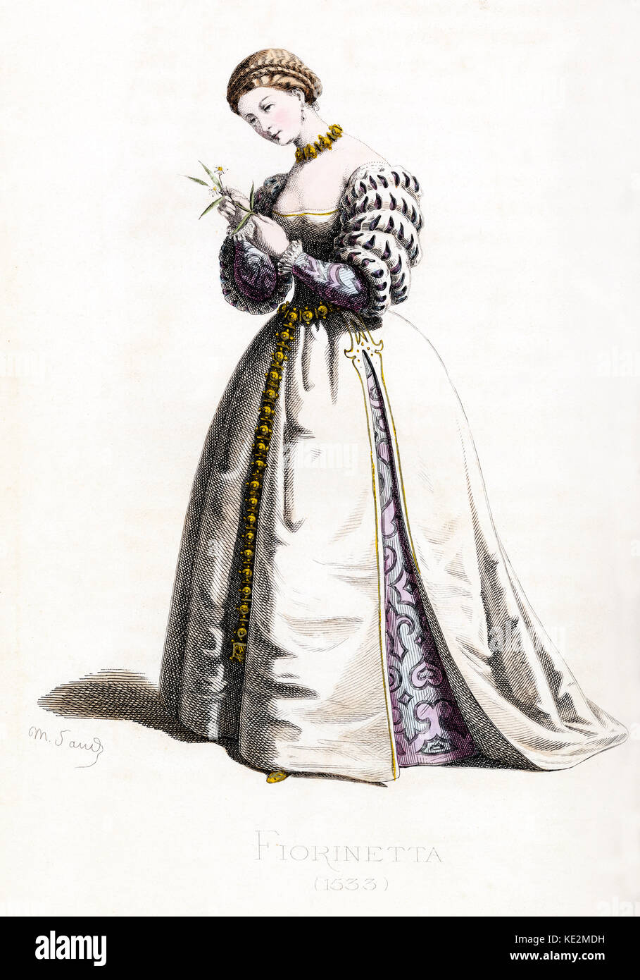 Fiorinetta Costume Dated 1533 Drawn By Maurice Sand Published In Stock Photo Alamy