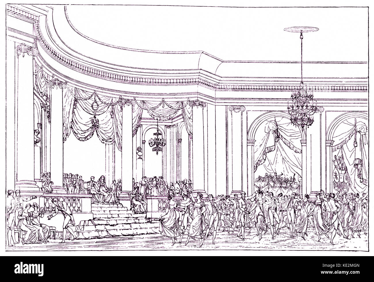 Ball at court of Napoleon I After an engraving by B. Zix Stock Photo
