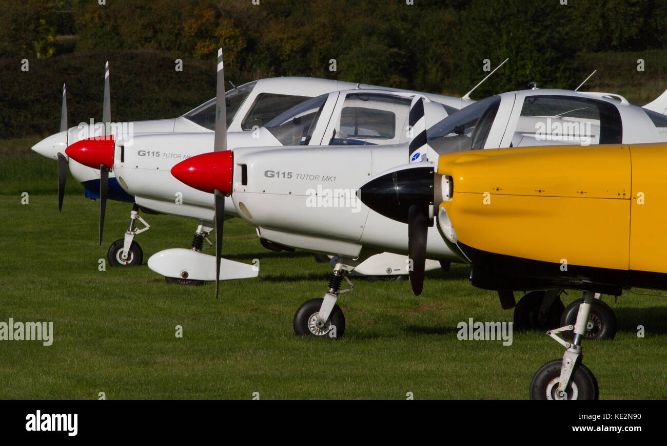 Single engined light aircraft parked at Wolverhampton Halfpenny Green Airfield. Staffordshire. UK Stock Photo