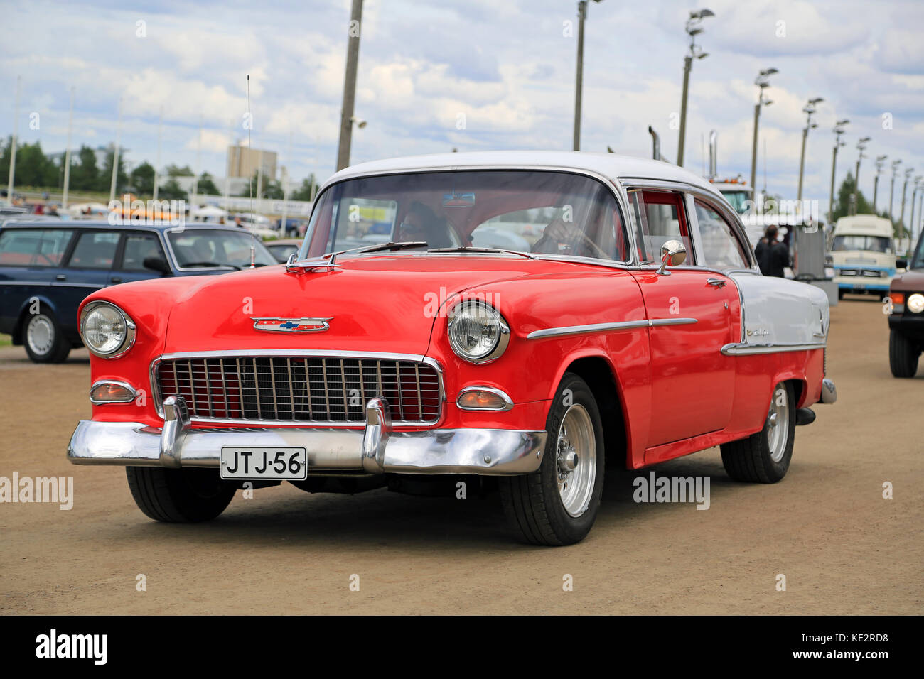 FORSSA, FINLAND - AUGUST 2, 2015: Classic car Chevrolet Bel Air of Second generation, manufactured between 1954-57, on the public event of Pick-Nick C Stock Photo
