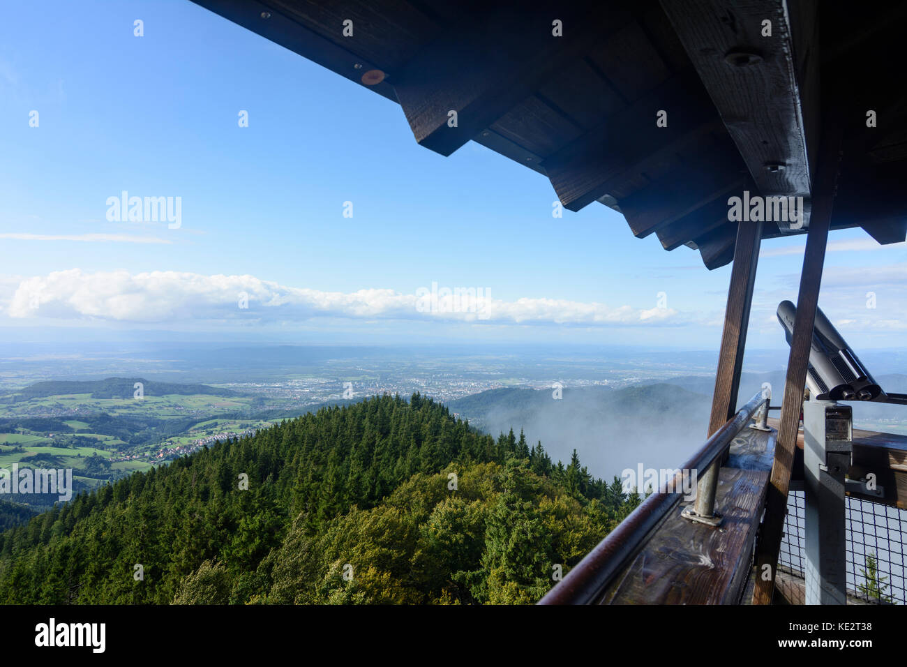 observation tower Eugen-Keidel-Turm at mountain Schauinsland, view to ...