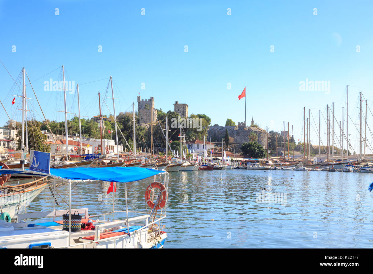 Bodrum castle from harbor of Bodrum, Turkey Stock Photo - Alamy