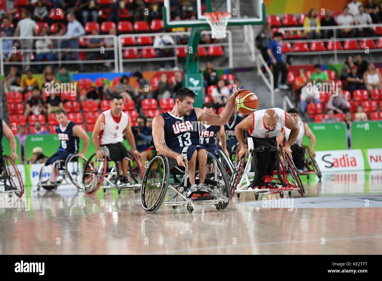 Rio de Janeiro-Brazil, September 16 , 2016 Paralympics Games 2016 Basketball USA and TURKY Stock Photo