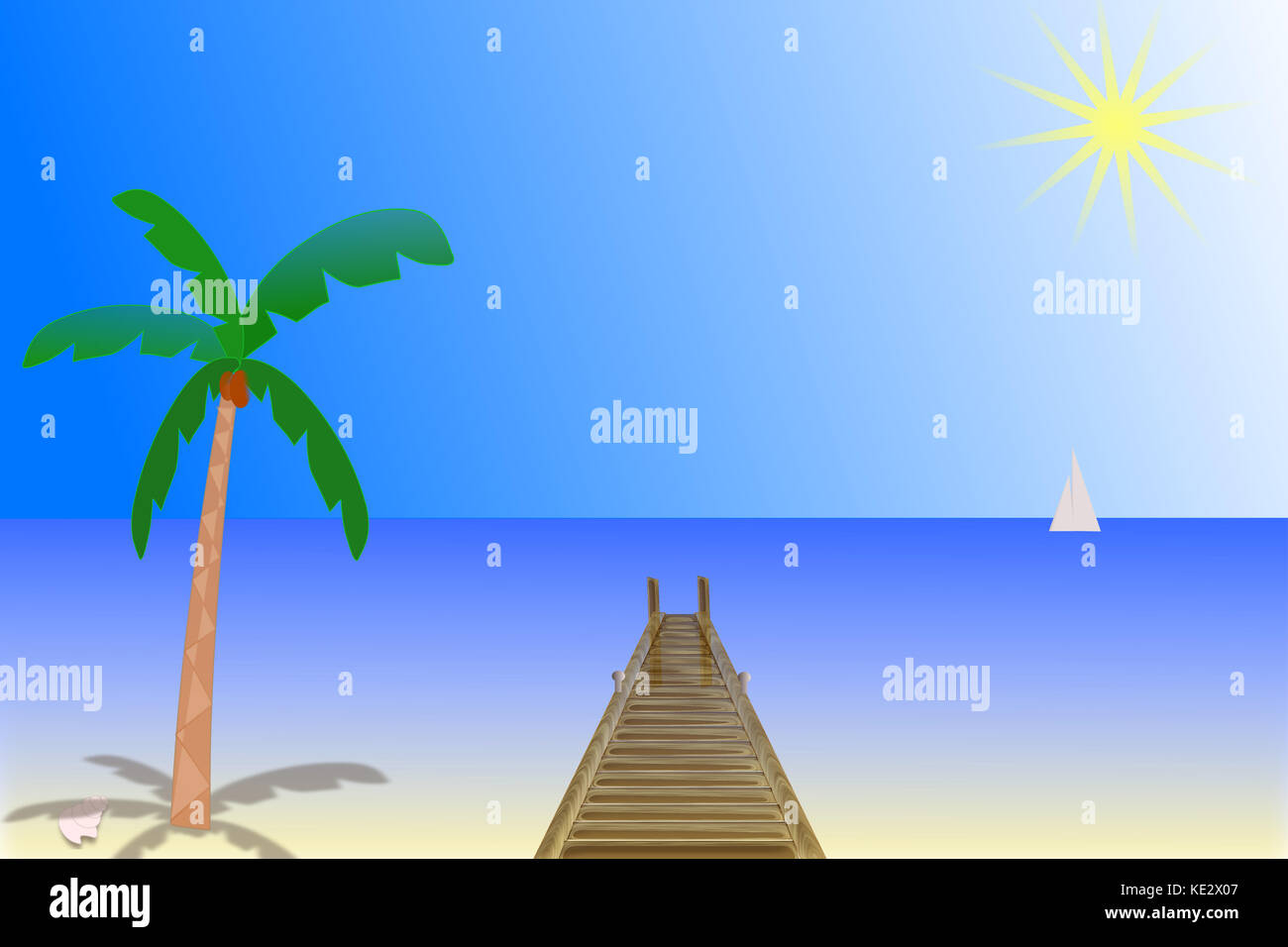illustration of a sunny day at beach Stock Photo - Alamy