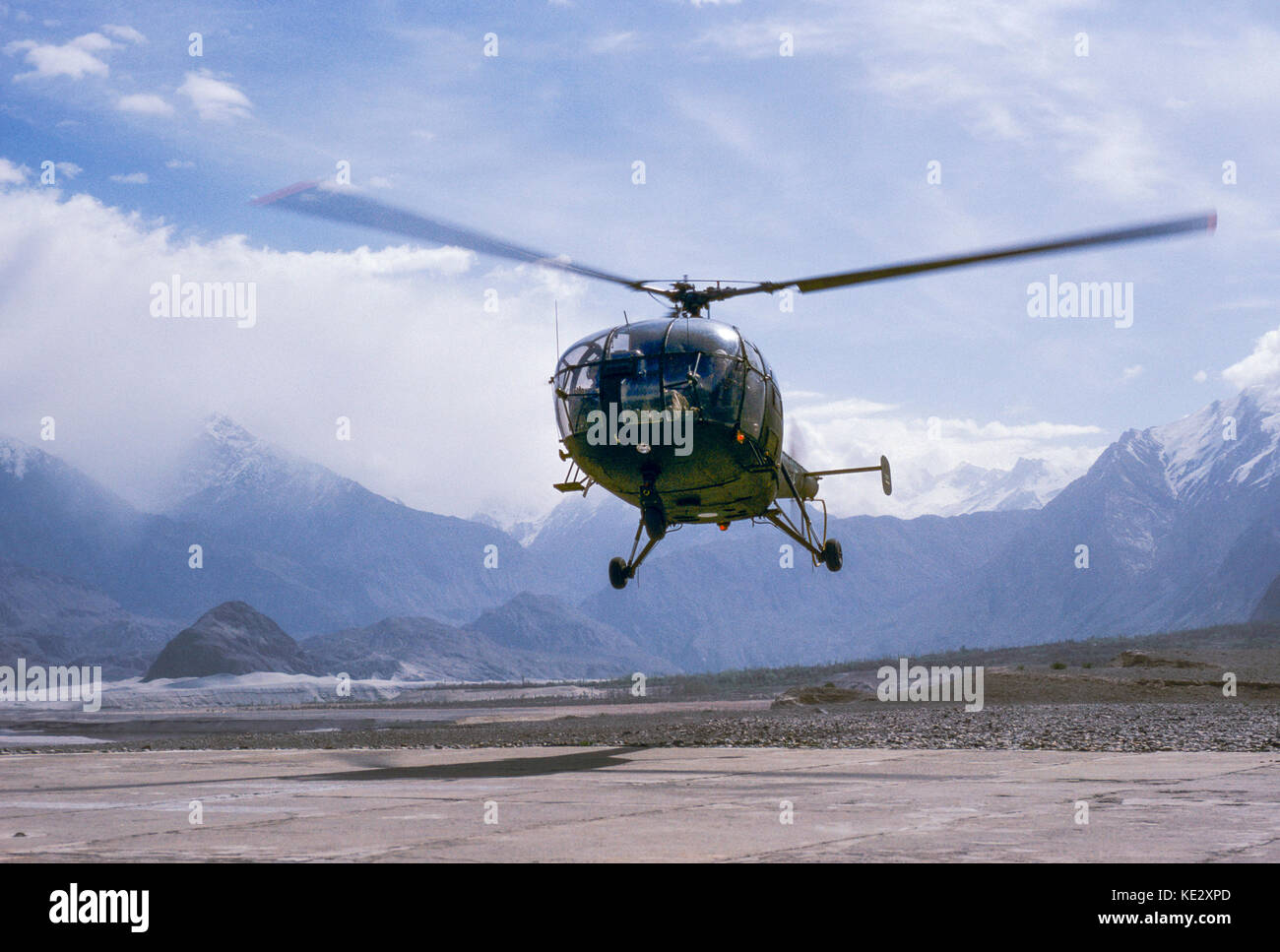 Pakistan airforce helicopter, Skardu, Kashmir, Pakistan, 1990 Stock Photo