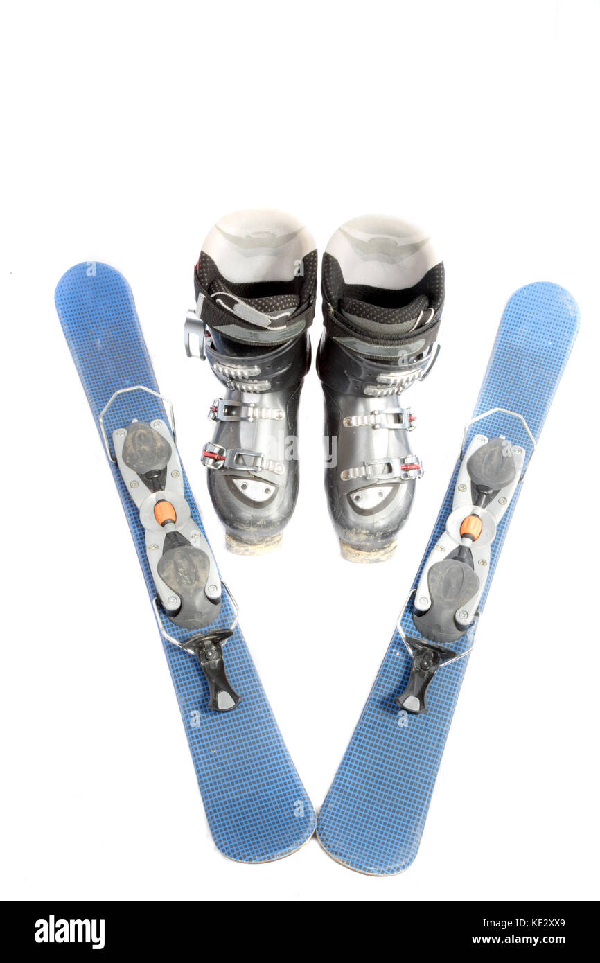 Ski boots and blades isolated on a white background Stock Photo Alamy