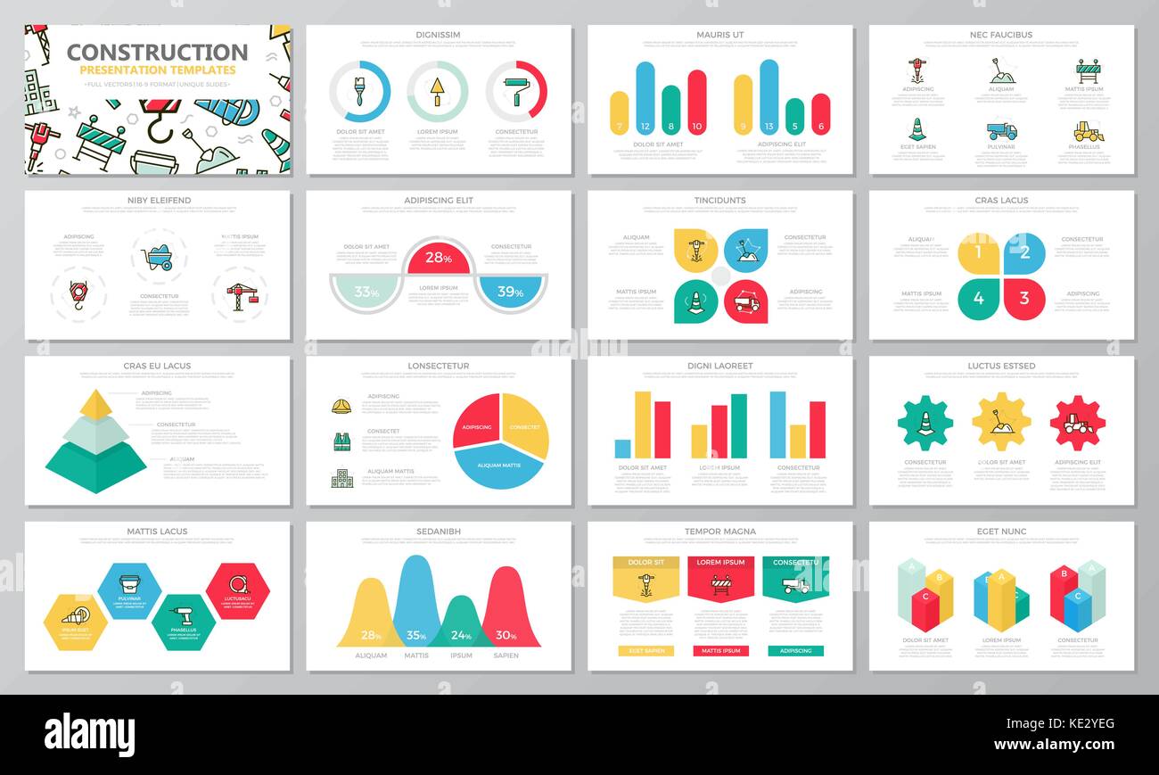 Vector template for multipurpose presentation slides with graphs and ...