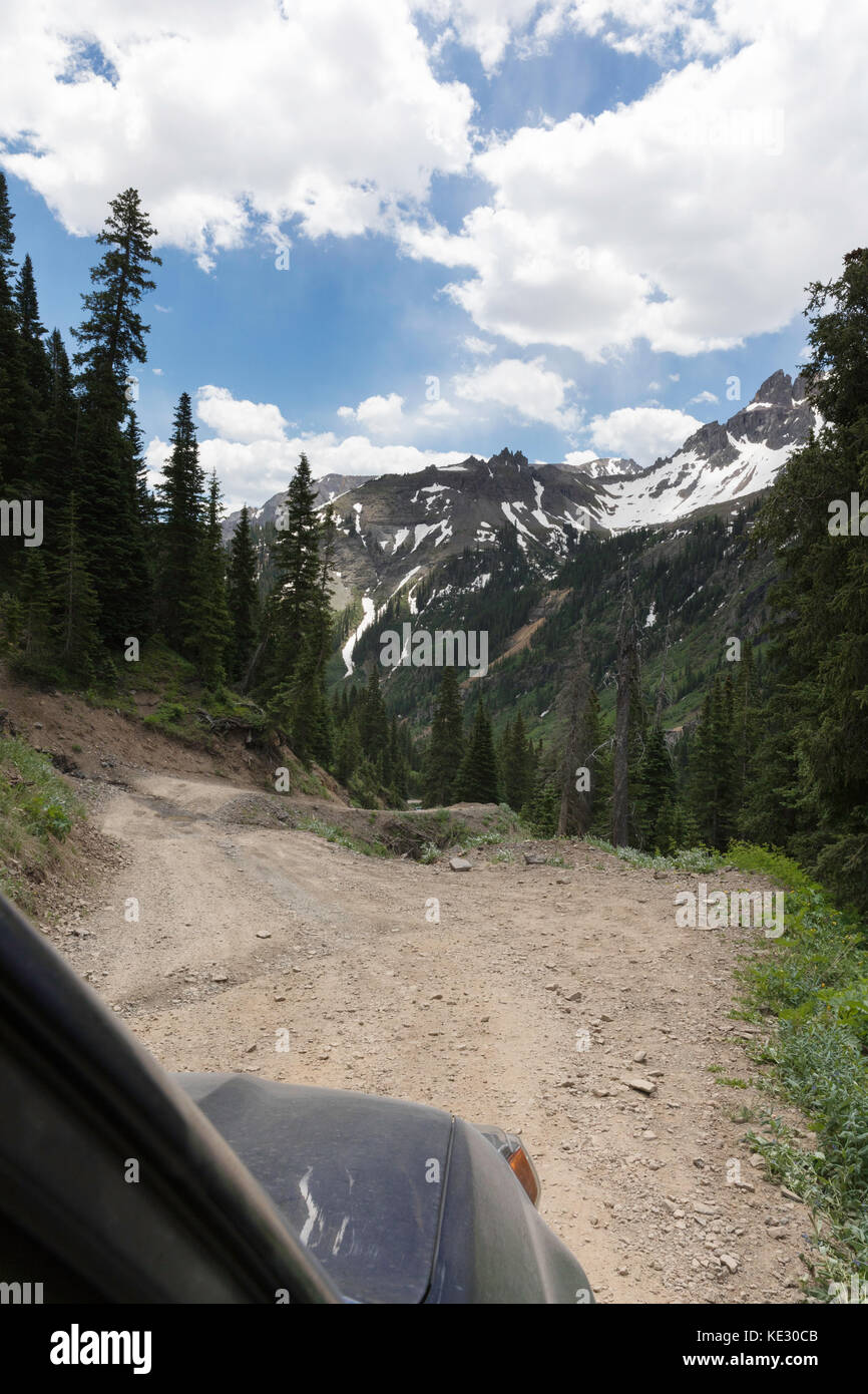 Four wheel drive road, Colorado Rocky Mountains, near Ouray, Colorado, USA Stock Photo