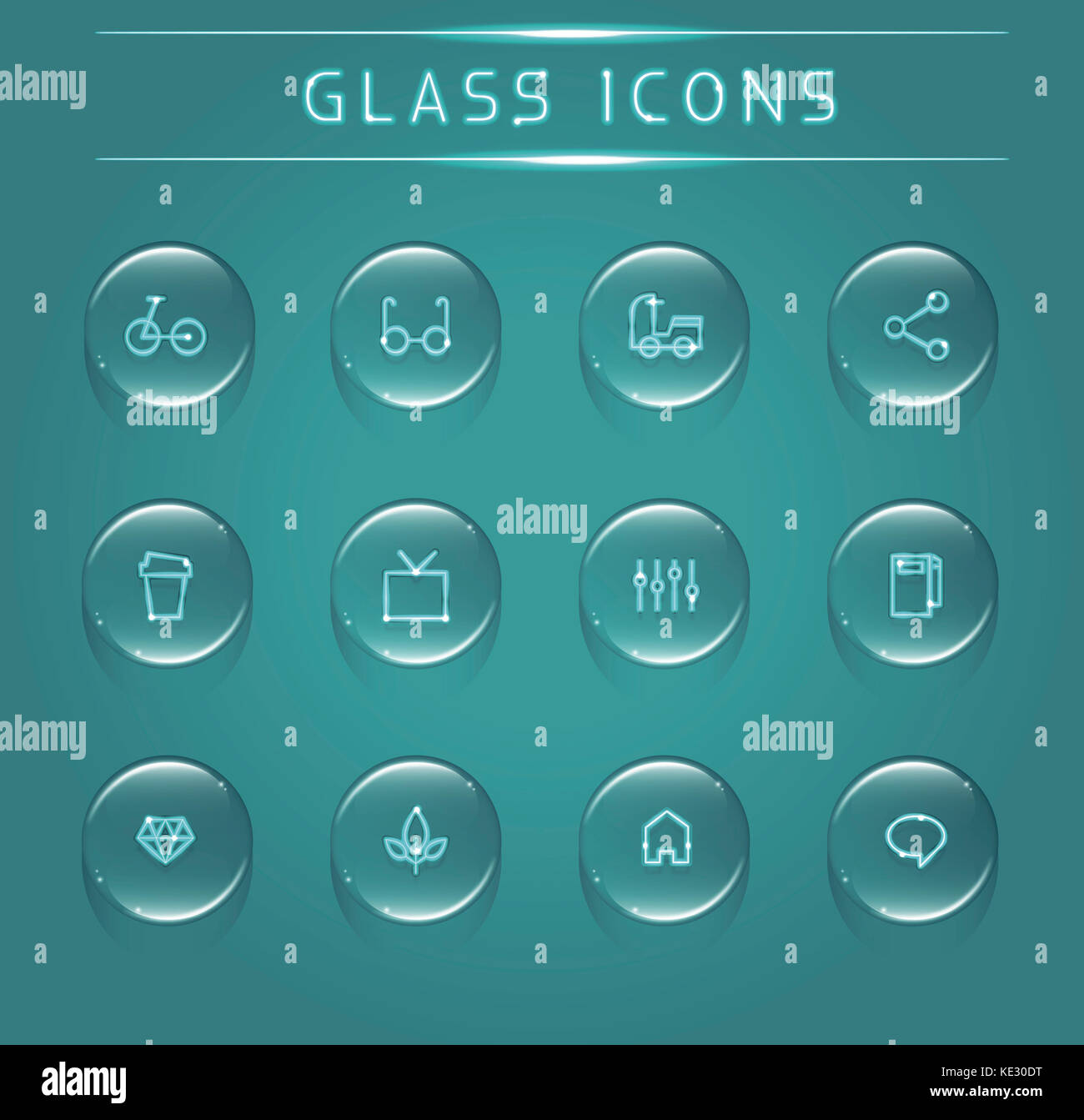 Set of various glass icons Stock Photo - Alamy