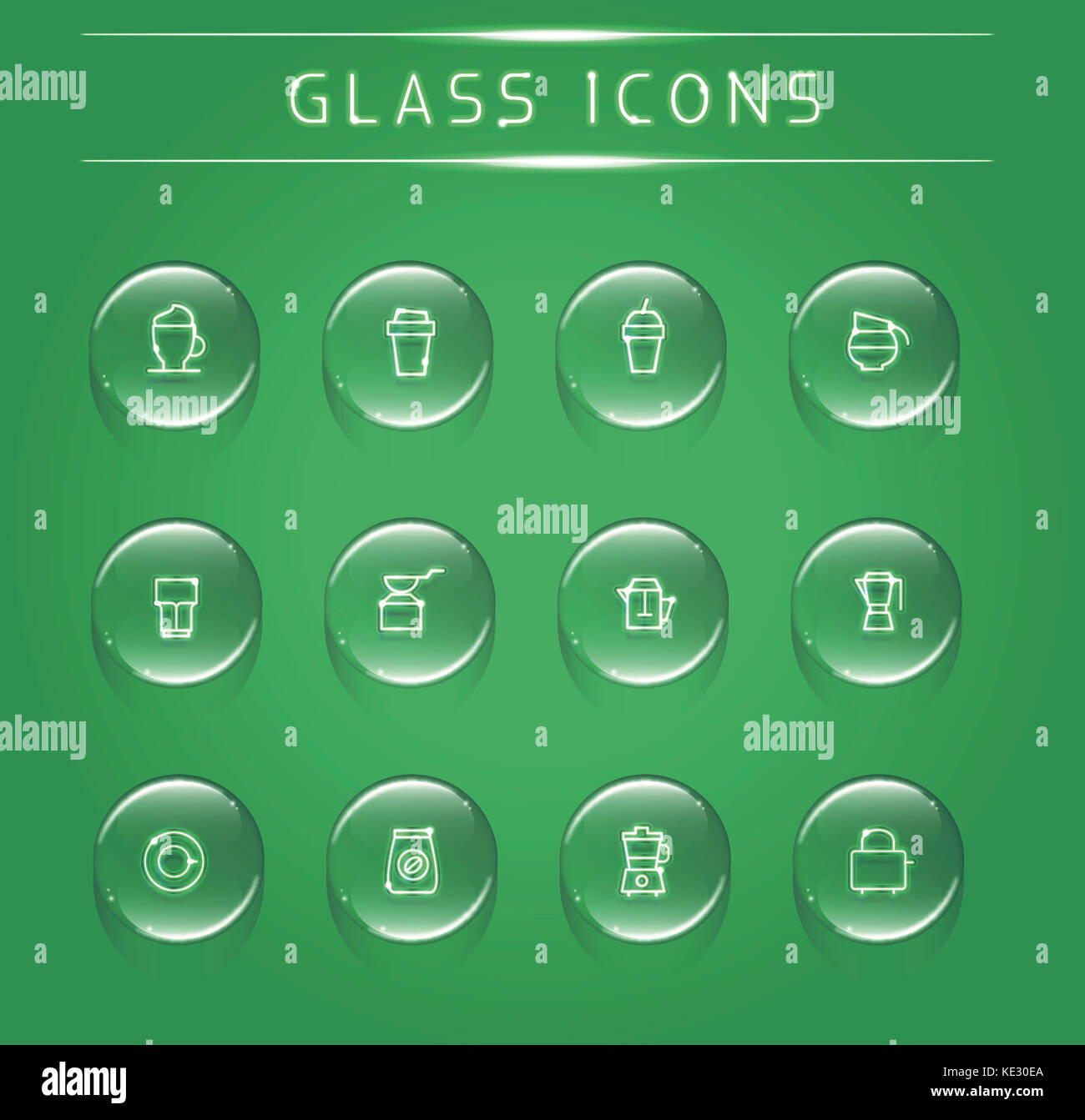 Set of various glass icons Stock Photo - Alamy