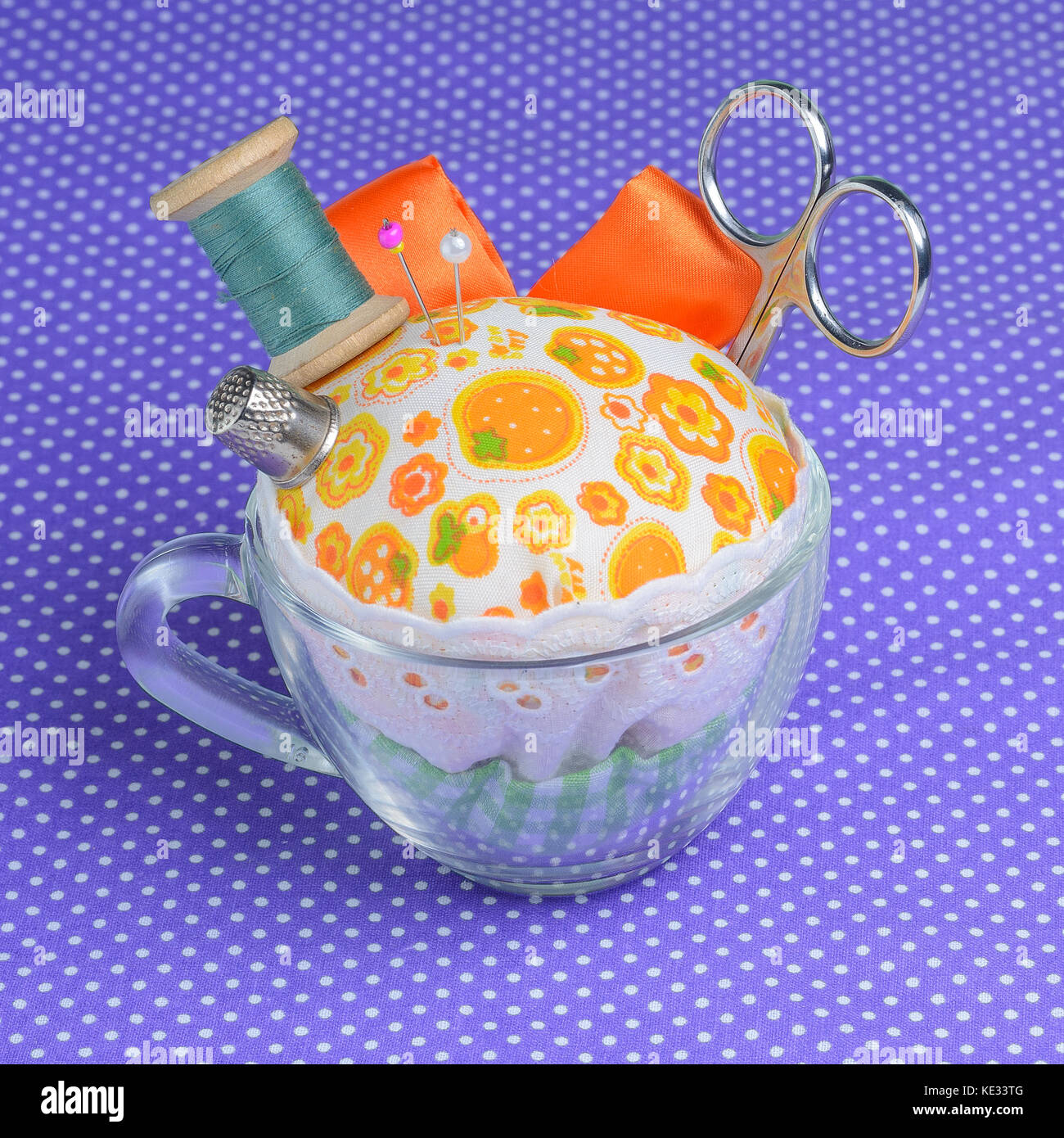 Set of objects related to handcraft and sewing Stock Photo - Alamy