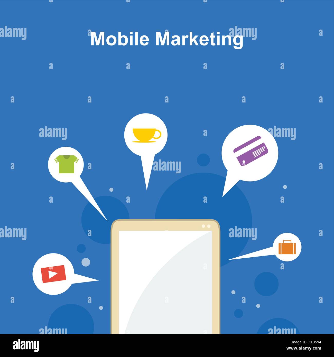 Mobile marketing on blue background style Stock Vector Image & Art - Alamy