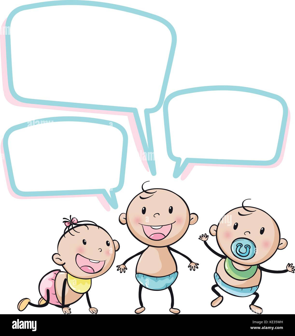 Toddlers with speech bubbles illustration Stock Vector Image & Art - Alamy