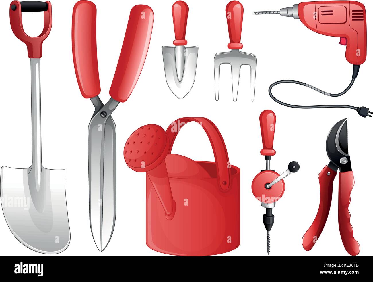 Set of tools and equipments in red Stock Vector Image & Art Alamy