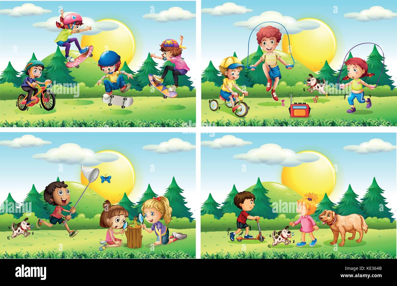 Kids playing in the park illustration Stock Vector Image & Art - Alamy