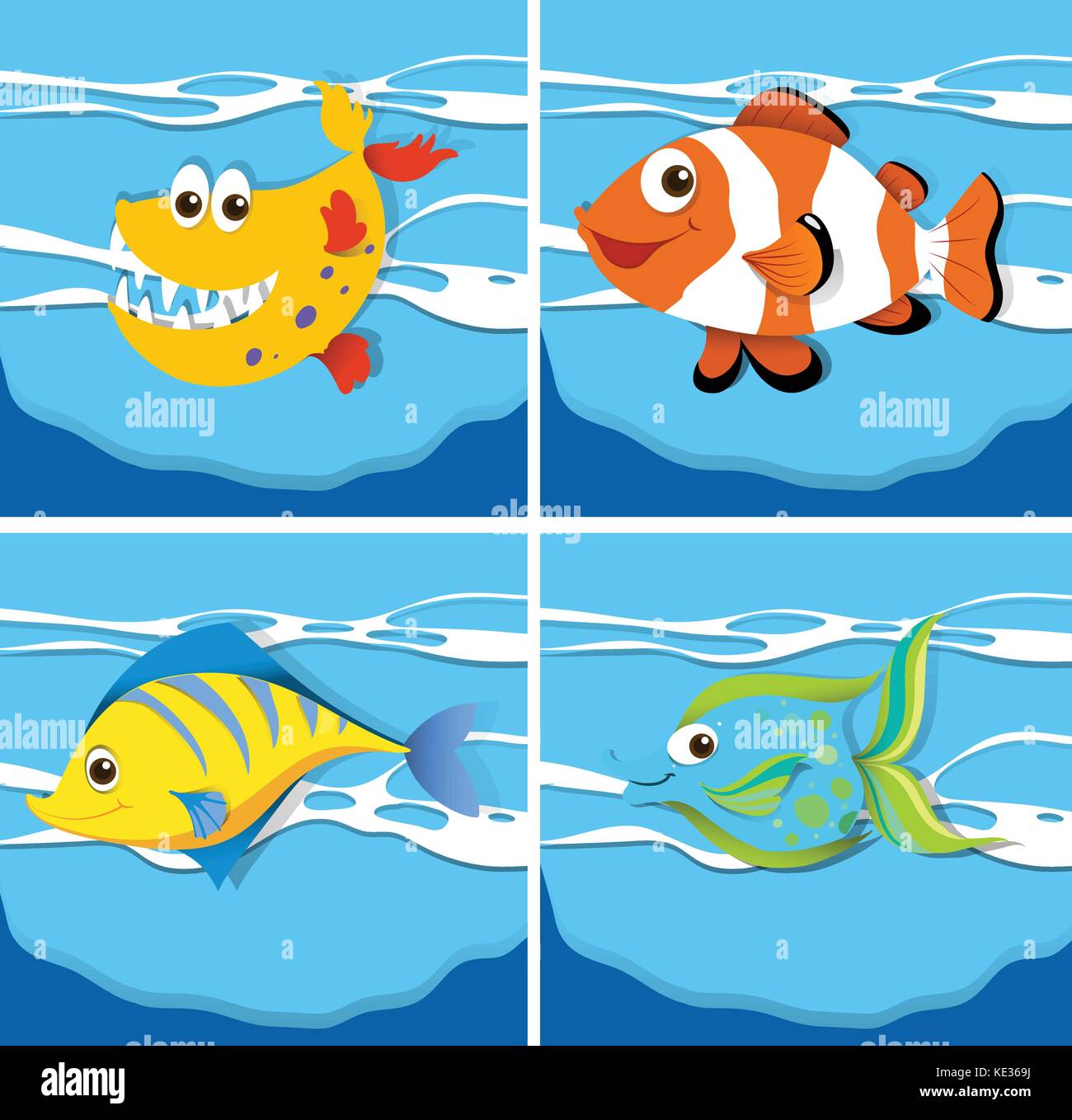 Ocean scene with sea animals underwater illustration Stock Vector Image &  Art - Alamy