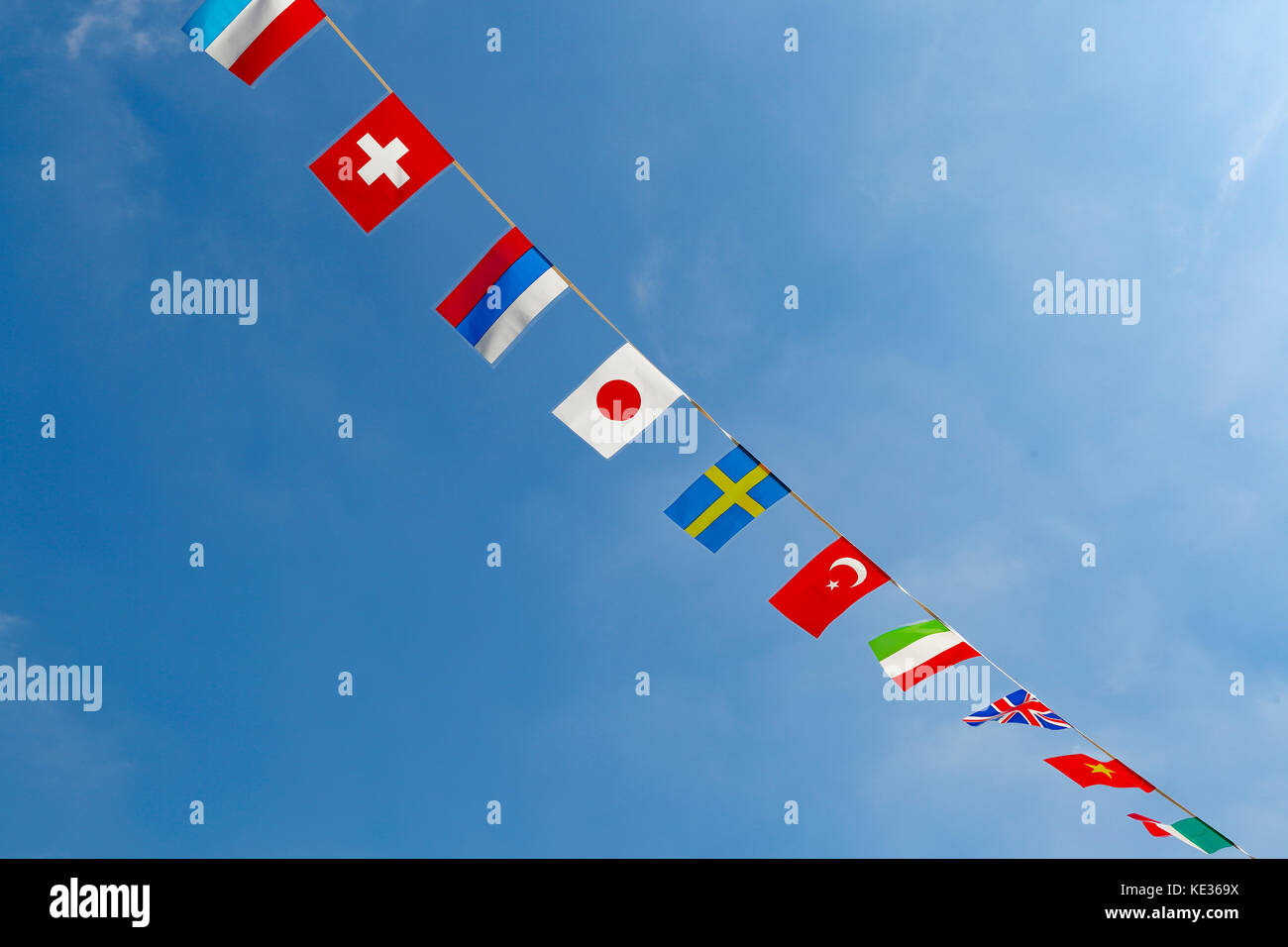 National flags and blue sky Stock Photo - Alamy