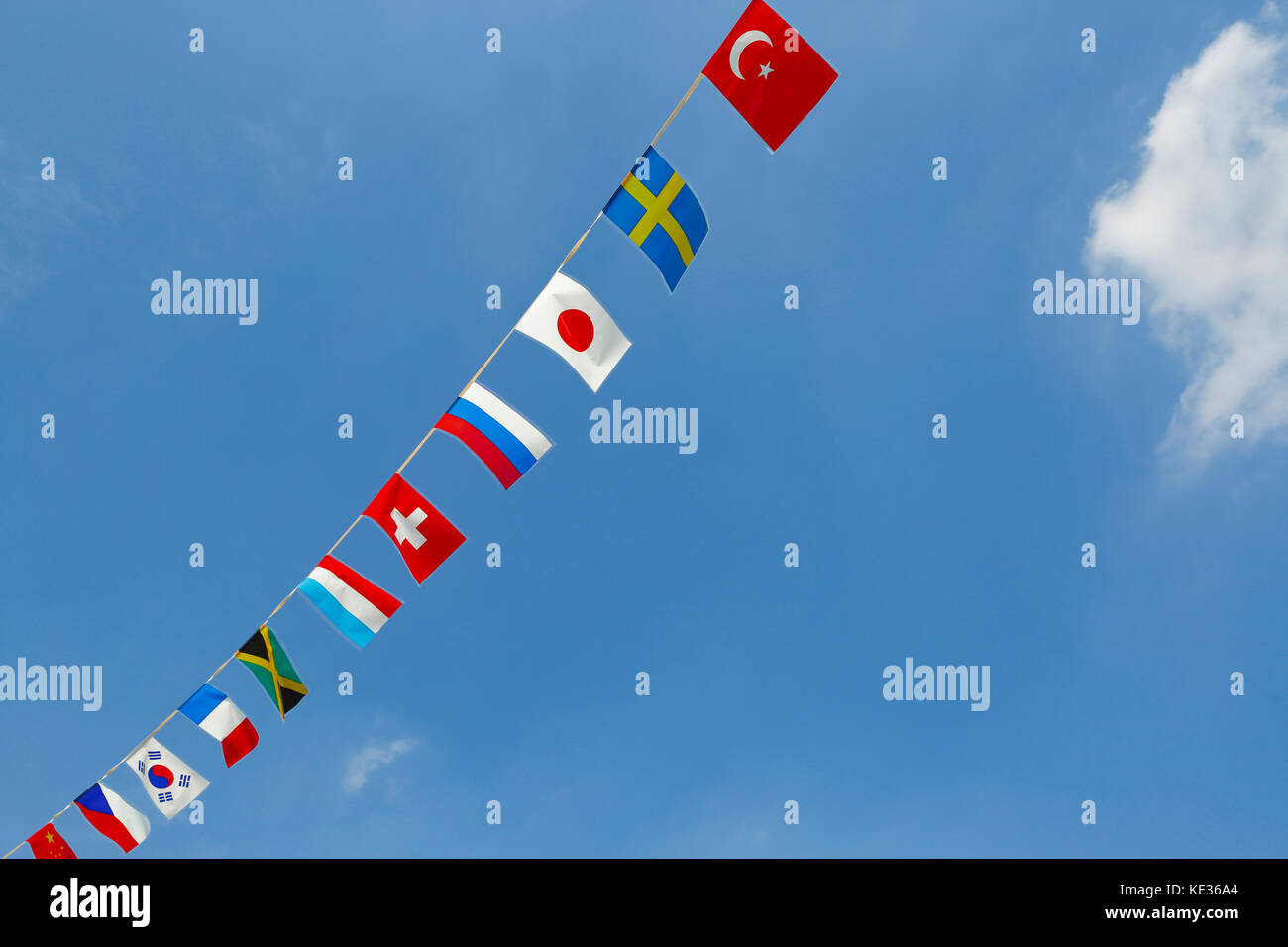 National flags and blue sky Stock Photo - Alamy