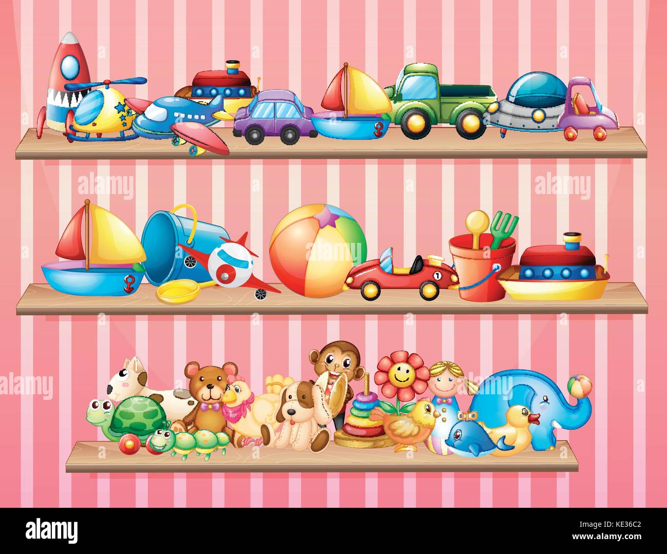 Shelves full of different toys illustration Stock Vector Image & Art ...