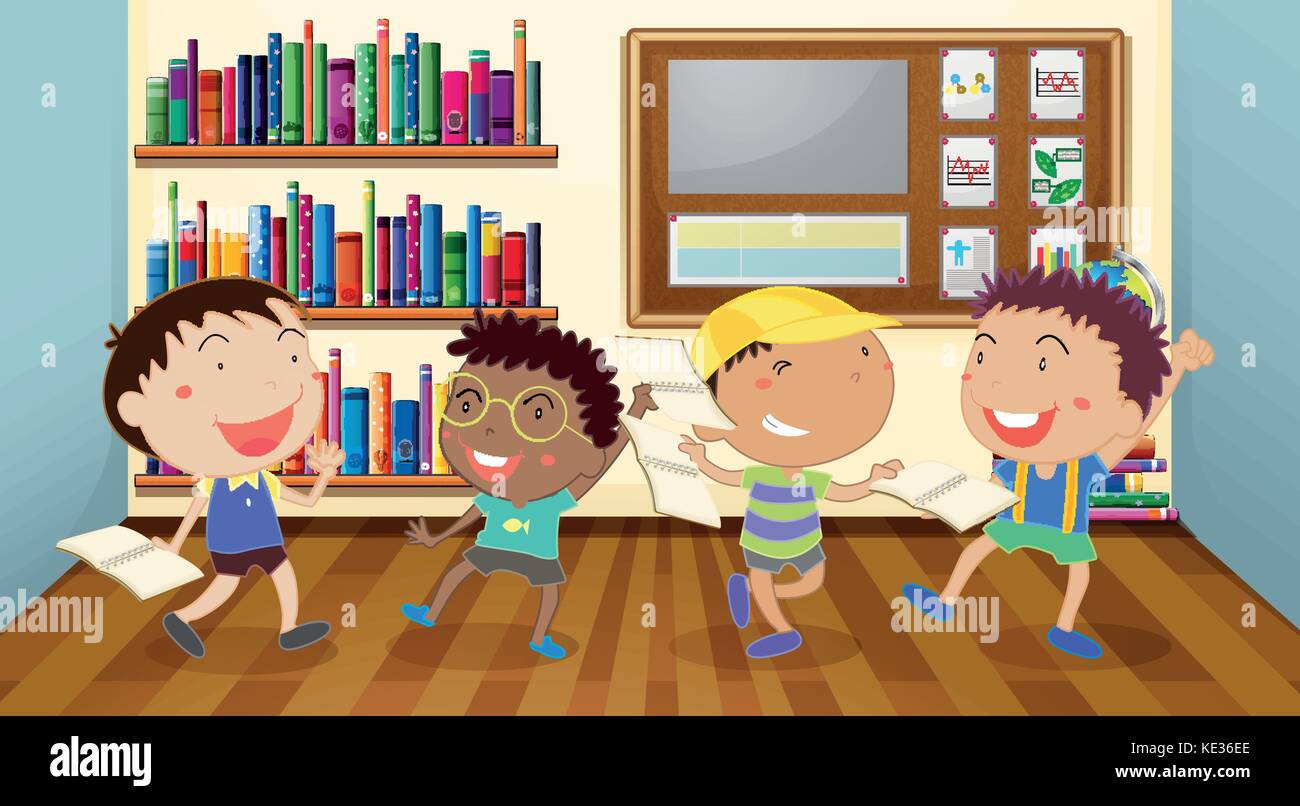 Children reading books and classroom Stock Vector Images - Alamy