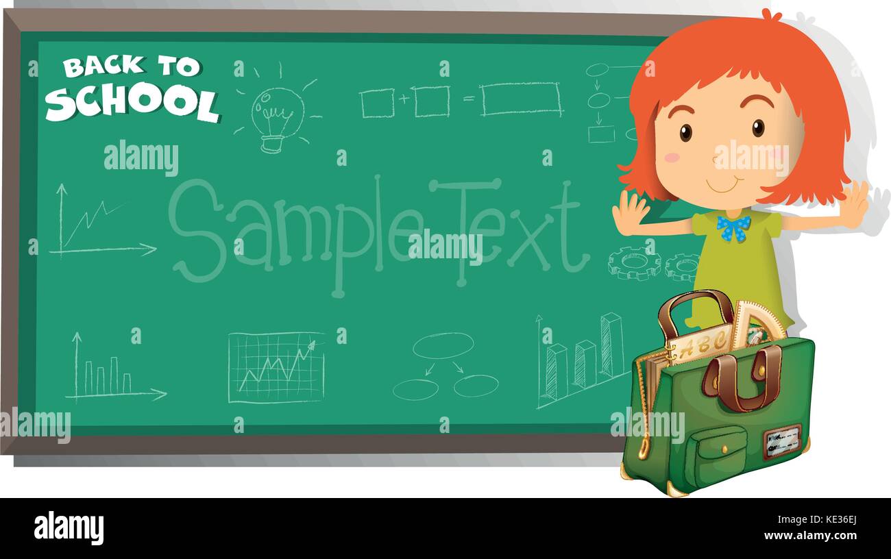 Back to school theme with girl and bag illustration Stock Vector Image ...