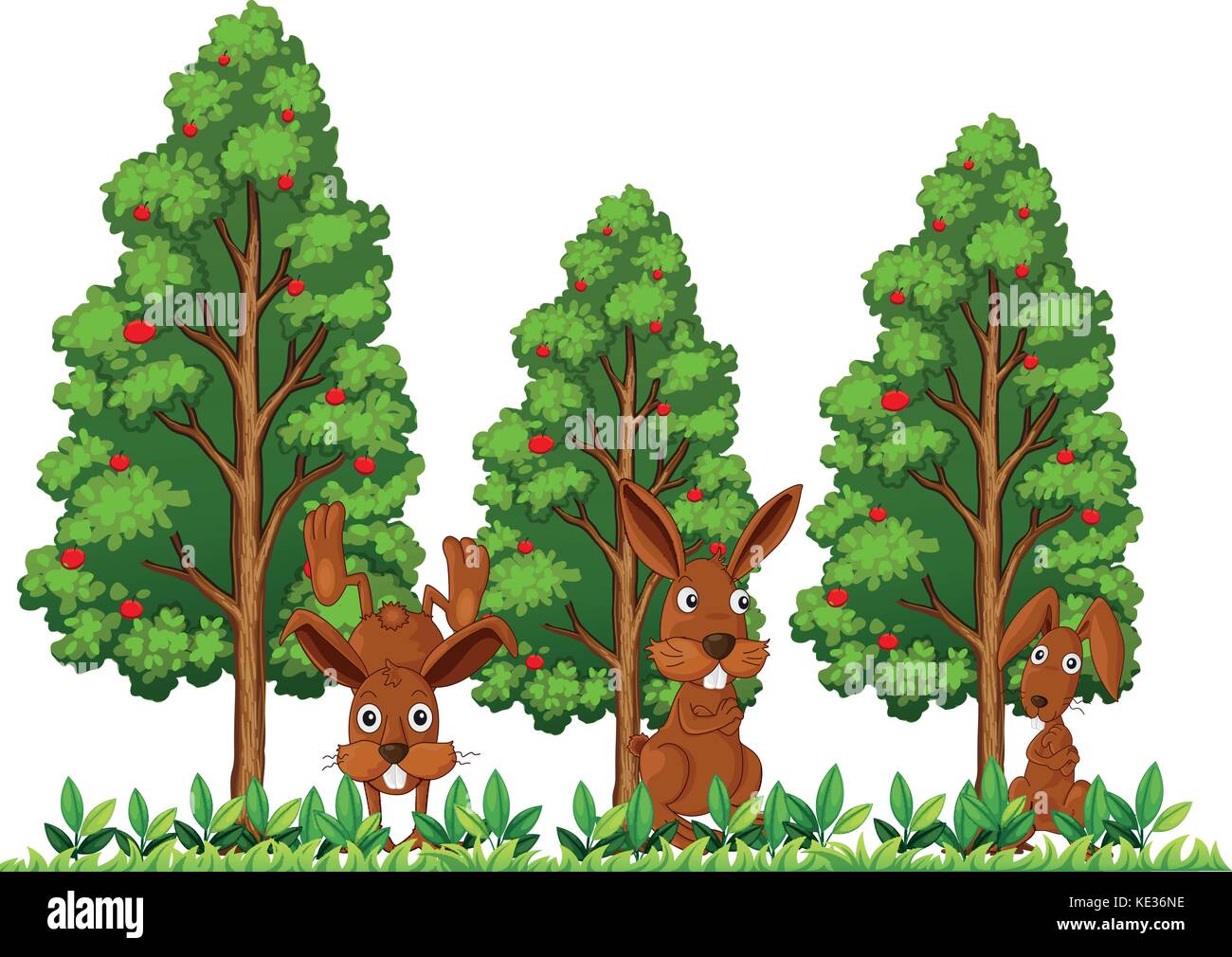 Three rabbits in the field illustration Stock Vector Image & Art - Alamy