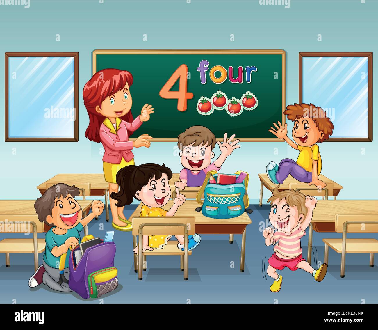 Teacher and students in classroom illustration Stock Vector Image & Art -  Alamy