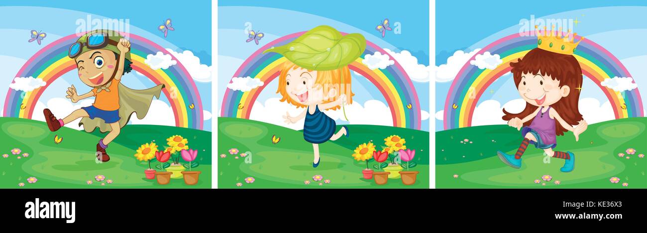 Scene with kids in the park illustration Stock Vector Image & Art - Alamy